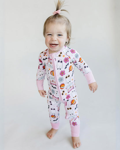 Bamboo Zip Pajamas | Retro Ghost