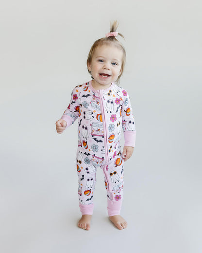 Bamboo Zip Pajamas | Retro Ghost