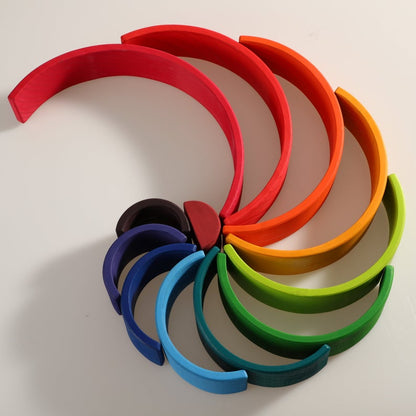 12-Piece Large Wooden Rainbow Stacking Blocks – Primary Colors | Pine or Linden Wood Options