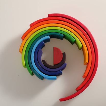 12-Piece Large Wooden Rainbow Stacking Blocks – Primary Colors | Pine or Linden Wood Options