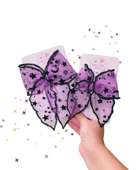 Purple Stars & Moon Tulle Bows