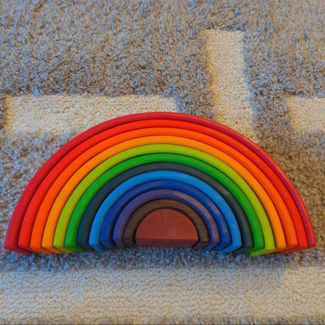 12-Piece Large Wooden Rainbow Stacking Blocks – Primary Colors | Pine or Linden Wood Options
