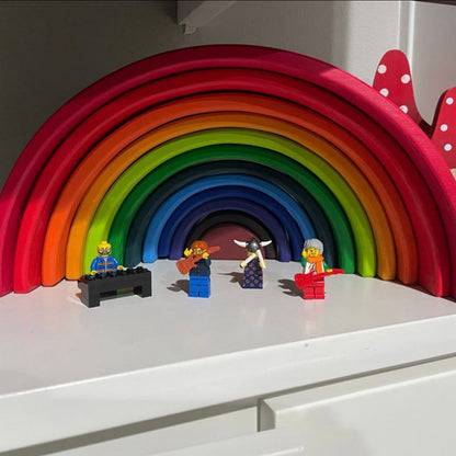 12-Piece Large Wooden Rainbow Stacking Blocks – Primary Colors | Pine or Linden Wood Options