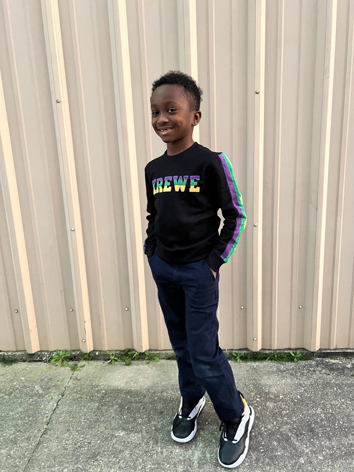 French Terry Youth Vintage KREWE Shirt - Black