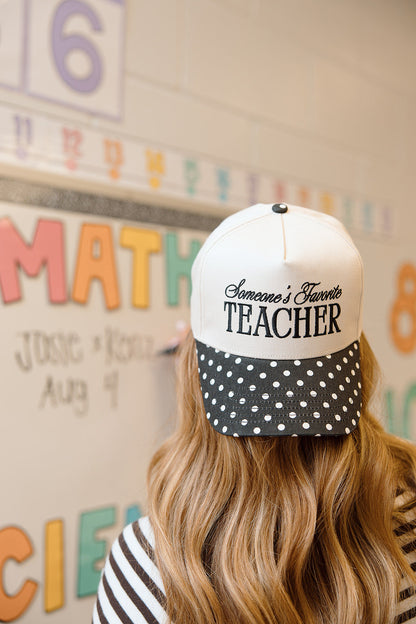 Someone's Favorite Teacher - Black Polka Dot Trucker Hat