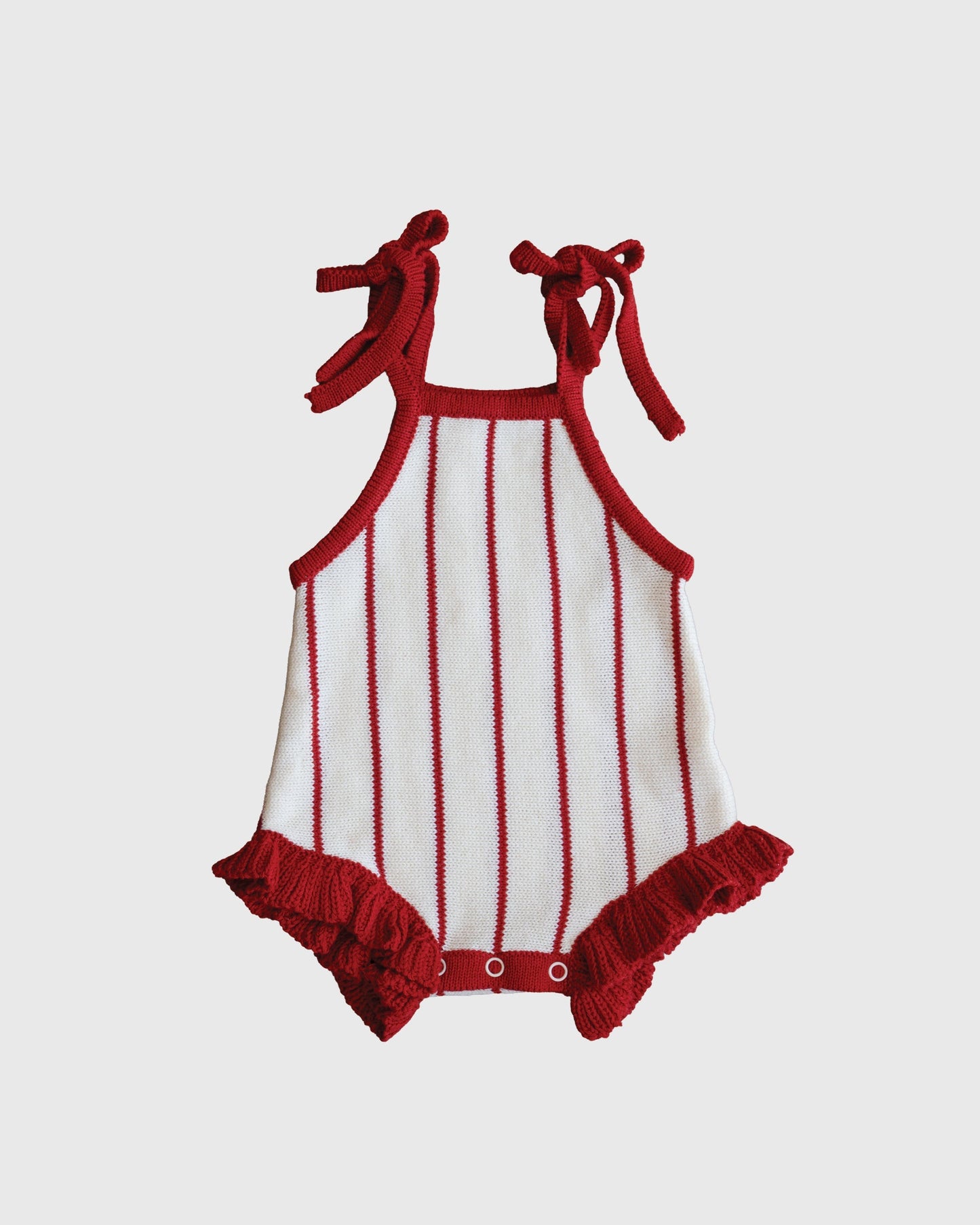 Knit Ruffle Romper | Picnic Pinstripe