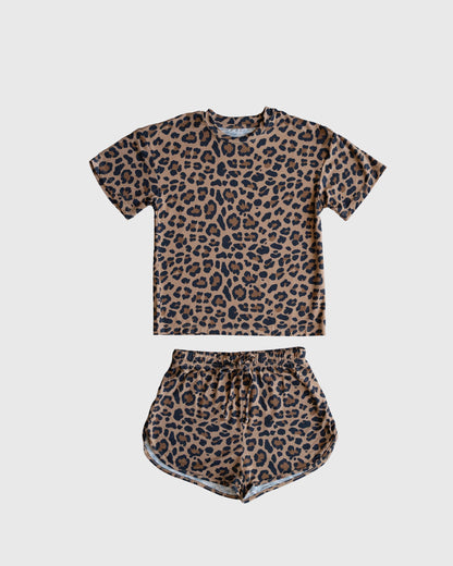 Girl's Bamboo Short Set | Leopard