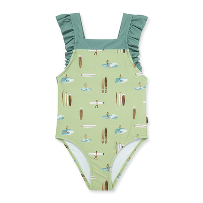 Summer Surf Ruffle Square Neck Swimsuit