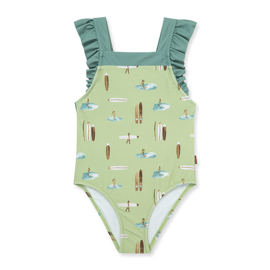 Summer Surf Ruffle Square Neck Swimsuit