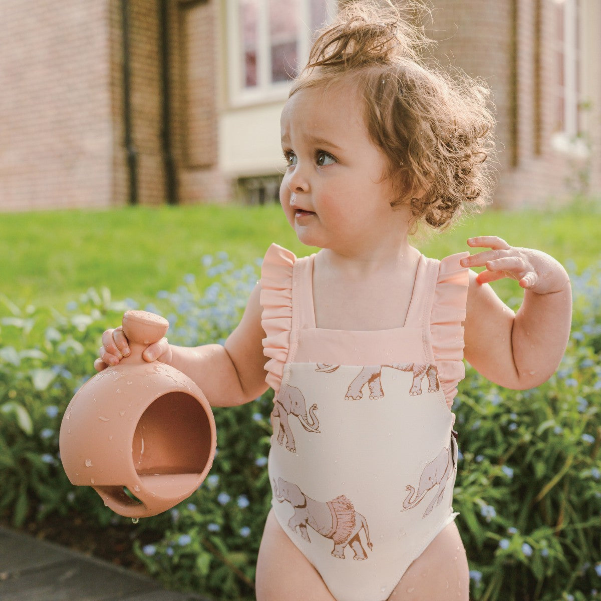 Green Gingham Ruffle Square Neck Swimsuit
