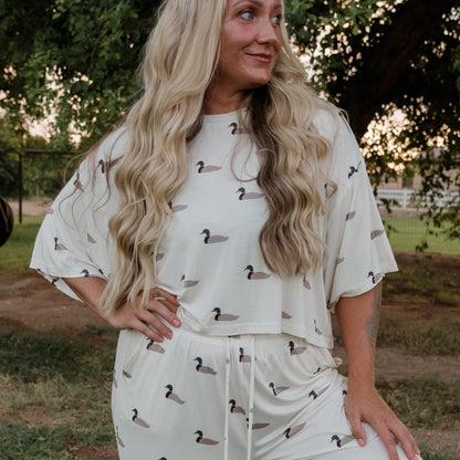 Women's Bamboo Crop Tee Lounge Set | Mallard