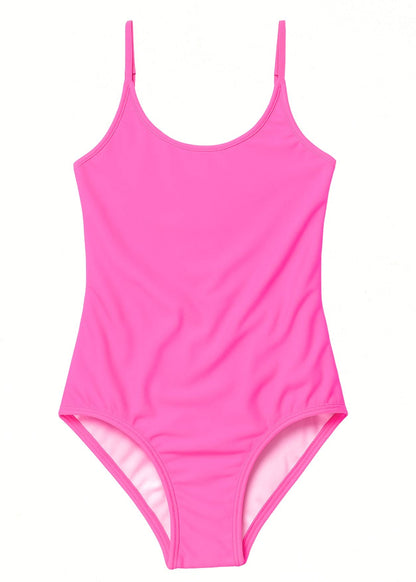 Neon Pink Adjustable Straps Swimsuit