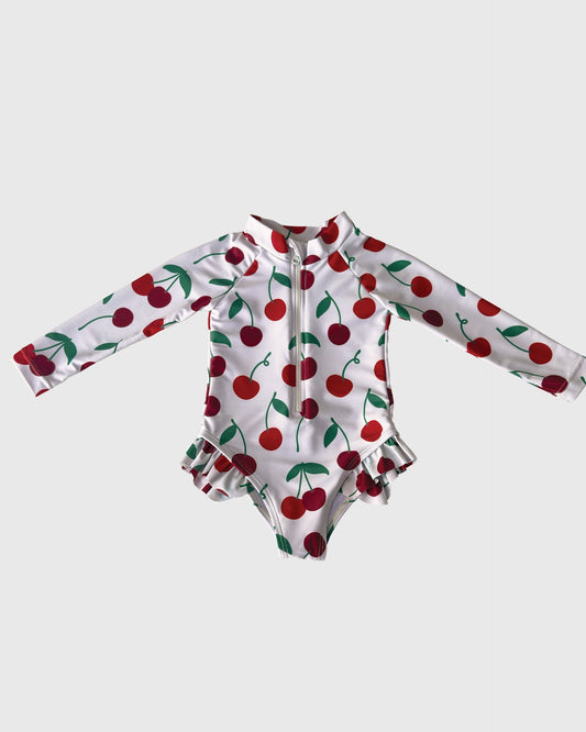Girl's Long Sleeve Swimsuit | Cherry