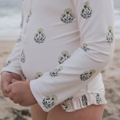 Girl's Long Sleeve Swimsuit | Marigold