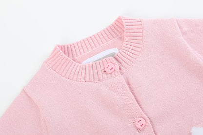 Pink Knit Bunny Cardigan