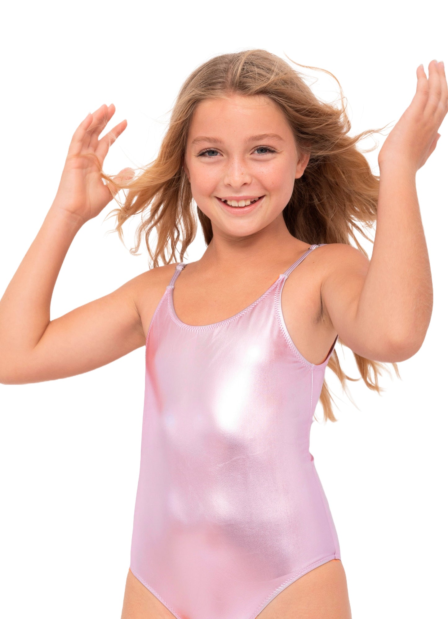Metallic Pink Adjustable Straps Swimsuit