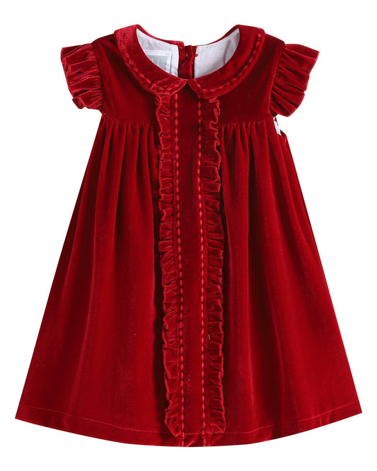 Red Velvet Ruffle Dress