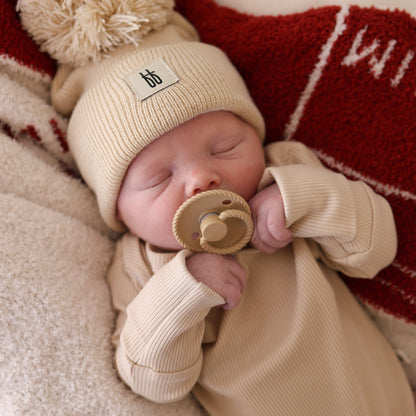 Long Sleeve Bamboo Snapsuit | Ribbed Cream