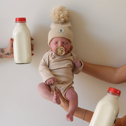 Long Sleeve Bamboo Snapsuit | Ribbed Cream