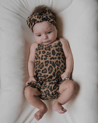 Muslin Sleeveless Tank Romper | Leopard