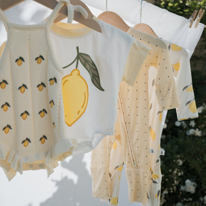 Short Sleeve Romper | Lemon
