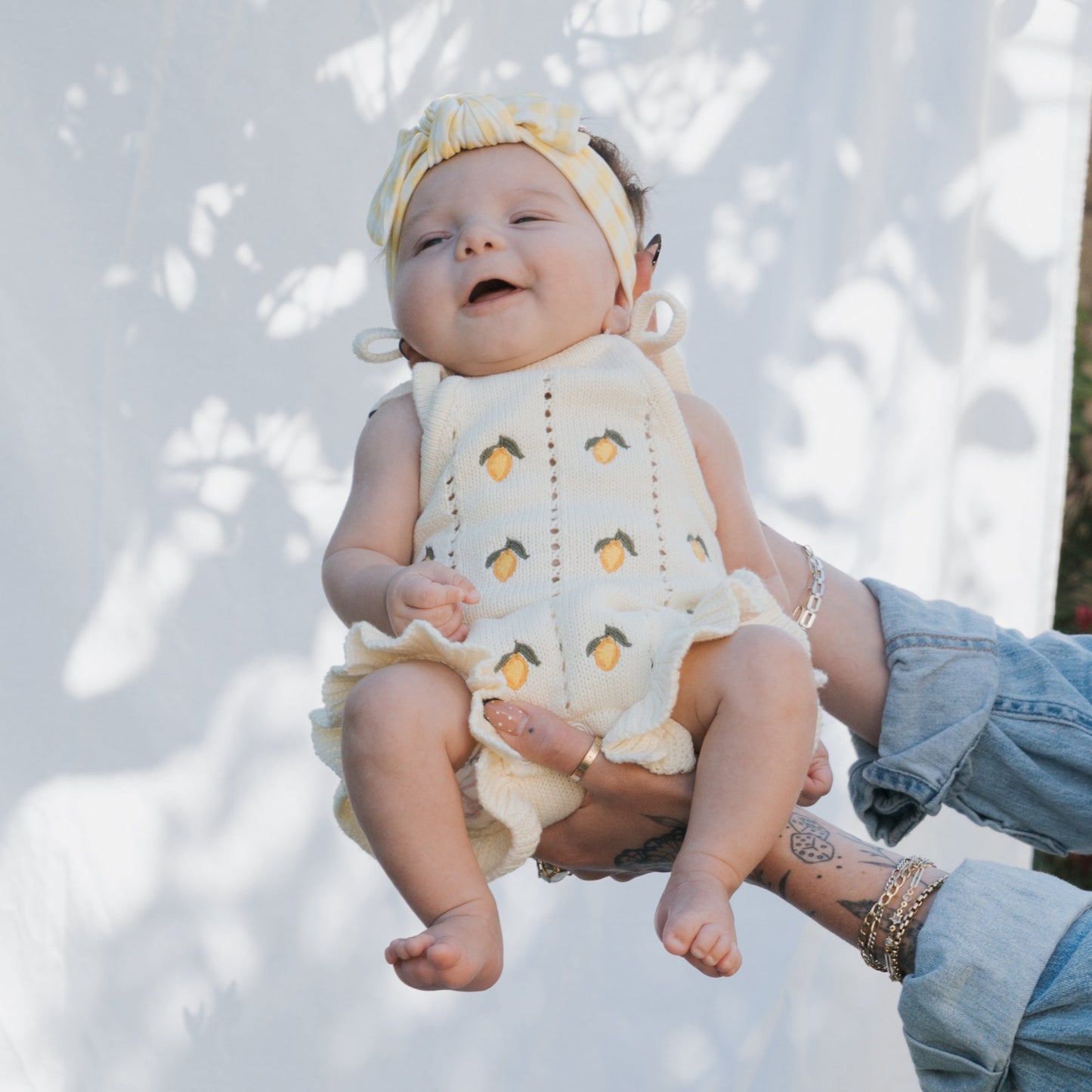 Knit Ruffle Romper | Lemon