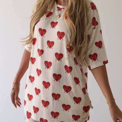 Short Sleeve Women's Bamboo Pajamas | Sad Girl