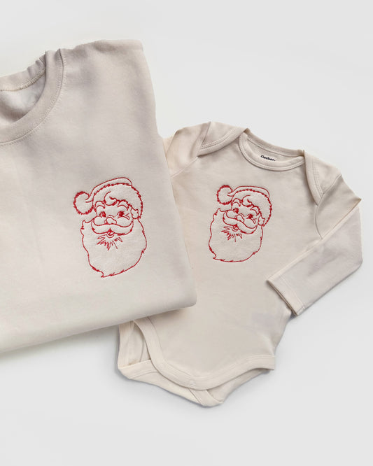 Retro Santa Embroidered Christmas Sweatshirts