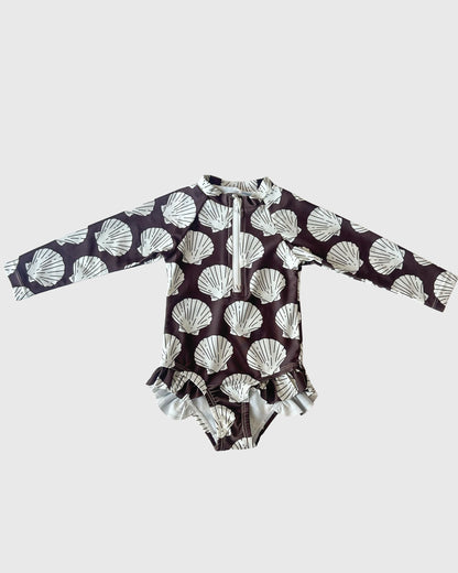 Girl's Long Sleeve Swimsuit | Seashells
