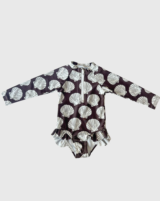 Girl's Long Sleeve Swimsuit | Seashells