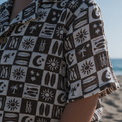 Short Sleeve Muslin Button Up | Summer Check