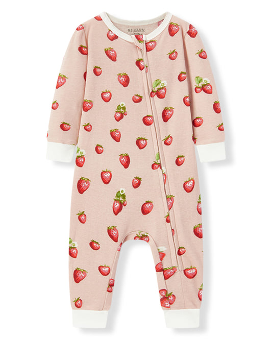 Strawberry Organic Cotton Zipper Pajama