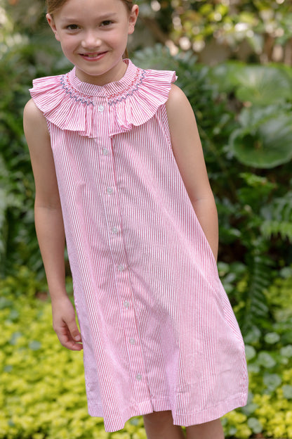 Molly Anne Dress in Red Seersucker