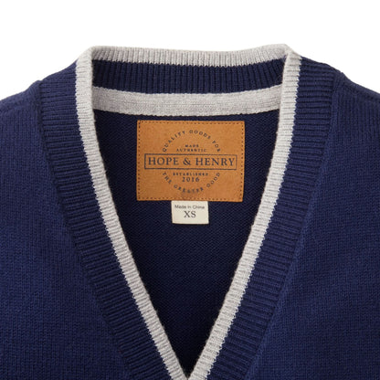 Tipped Organic Cardigan with Elbow Patches