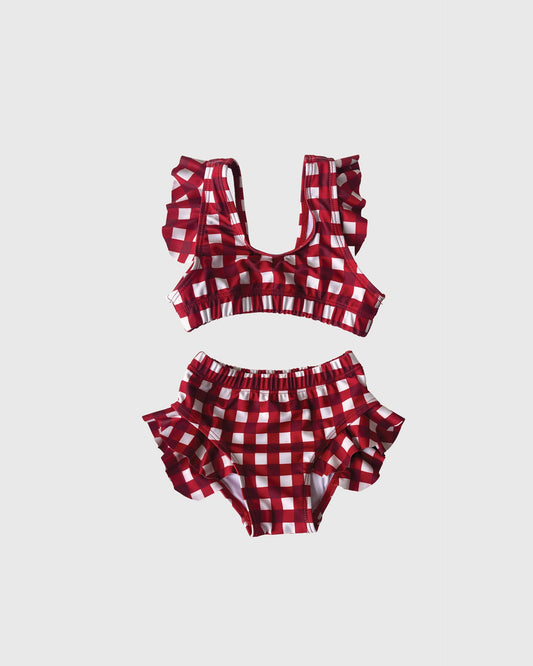 Girl's Two Piece Swimsuit | Scarlet Gingham