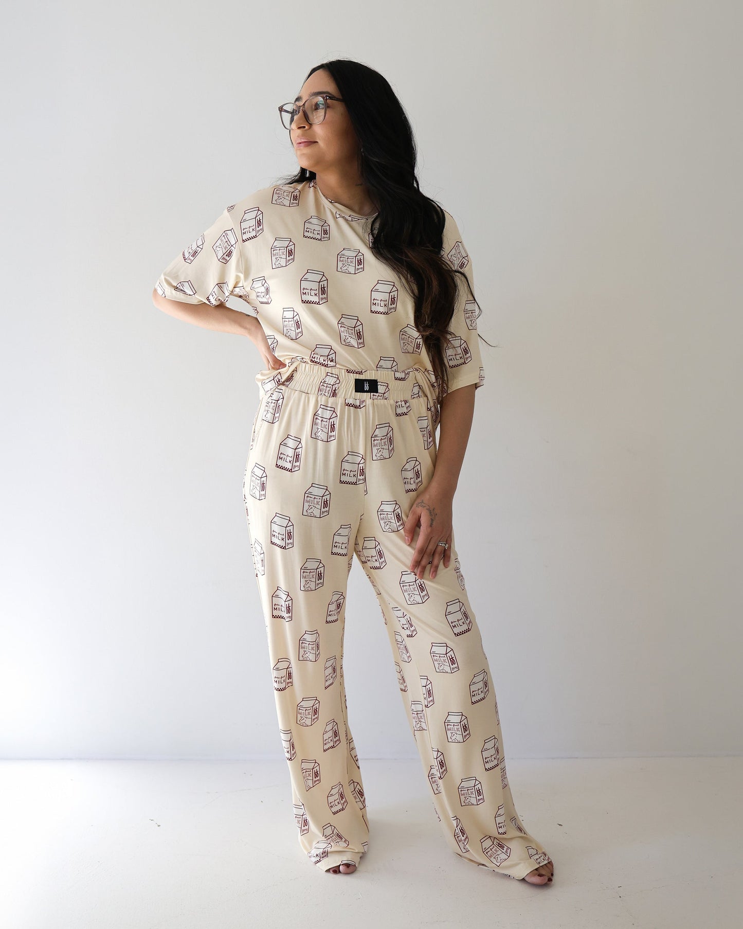 Women's Boxy Tee Lounge Set | Milk