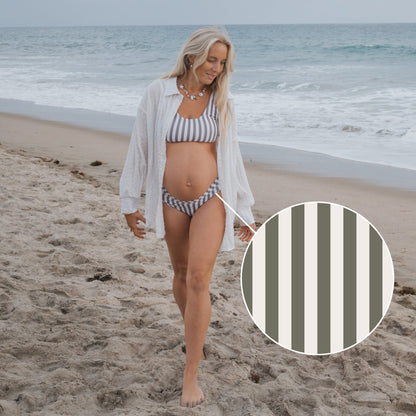 Women's Two Piece Swimsuit | Olive Stripe