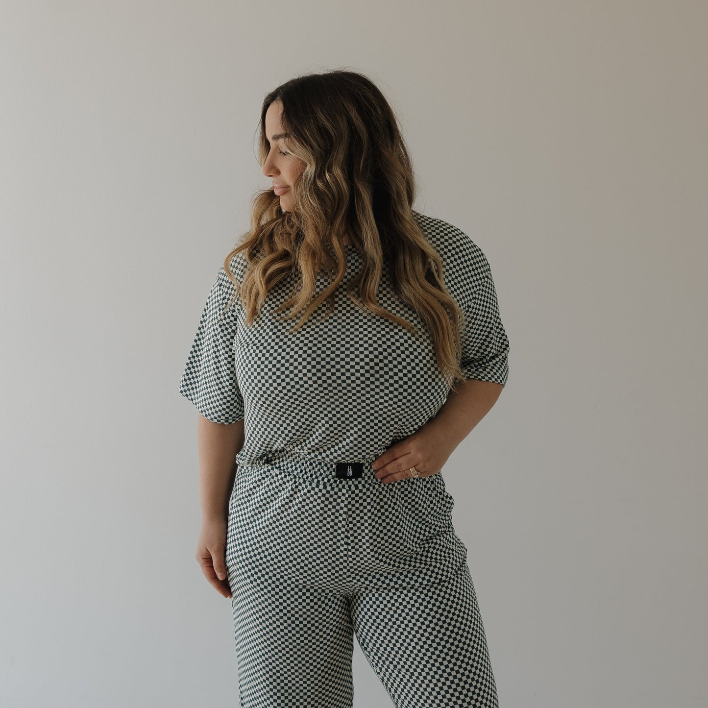 Women's Boxy Tee Lounge Set | Lucky Micro Check