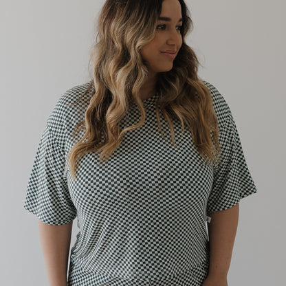 Women's Boxy Tee Lounge Set | Lucky Micro Check