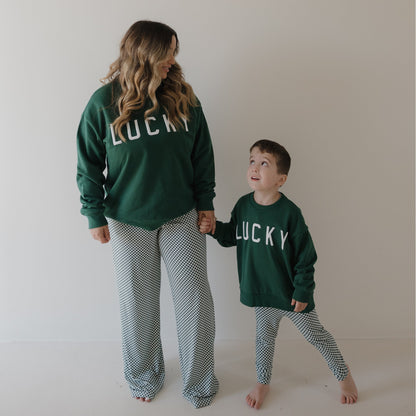 Women's Boxy Tee Lounge Set | Lucky Micro Check