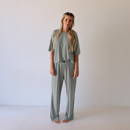 Women's Boxy Tee Lounge Set | Lucky Micro Check